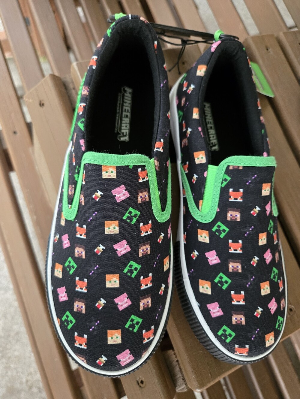 Boys Or Girls Minecraft Black Slip-On Sneakers